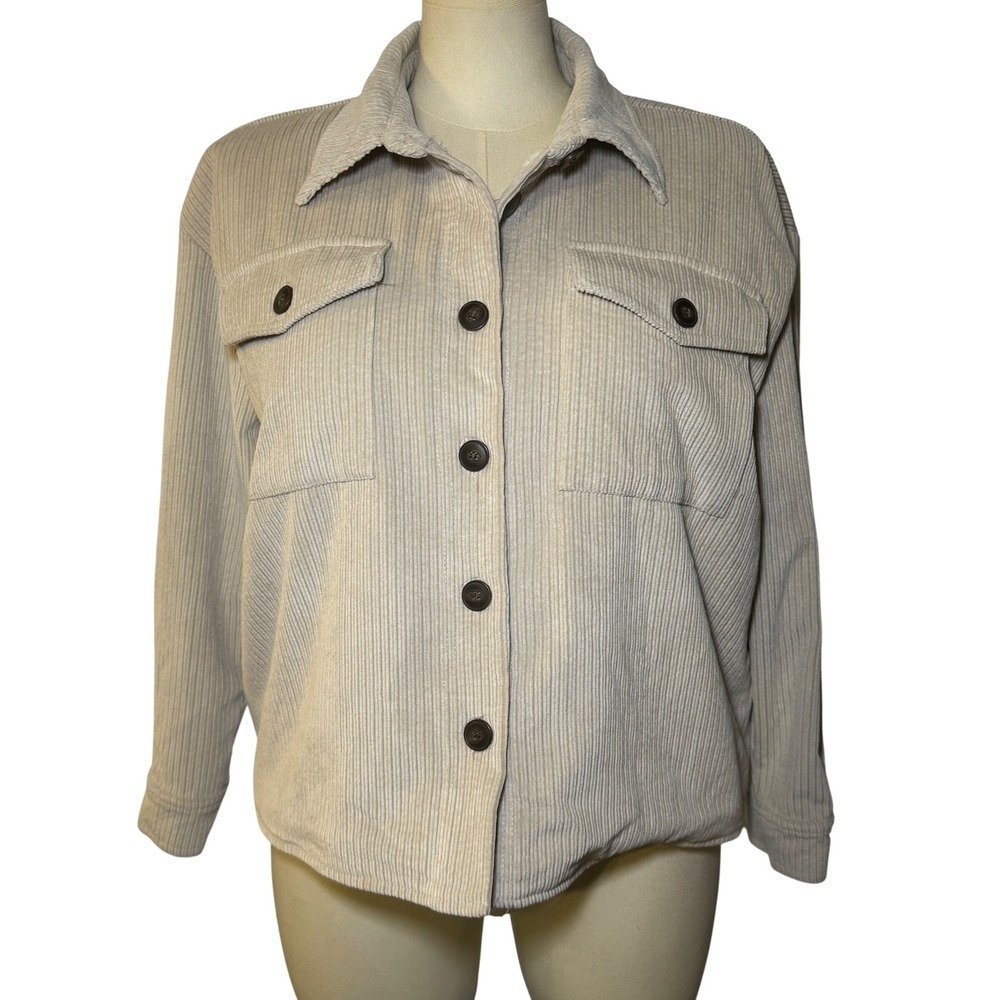 Cisono Outerwear Corduroy Sherpa Lined Shirt Jacket Button Down Collar Pockets M